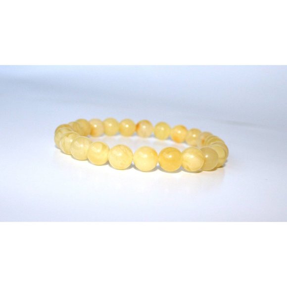 Real Royal White BALTIC Amber Bracelet, Egg Yolk Amber, 100% NATURAL Amber 8-9mm - Picture 4 of 8